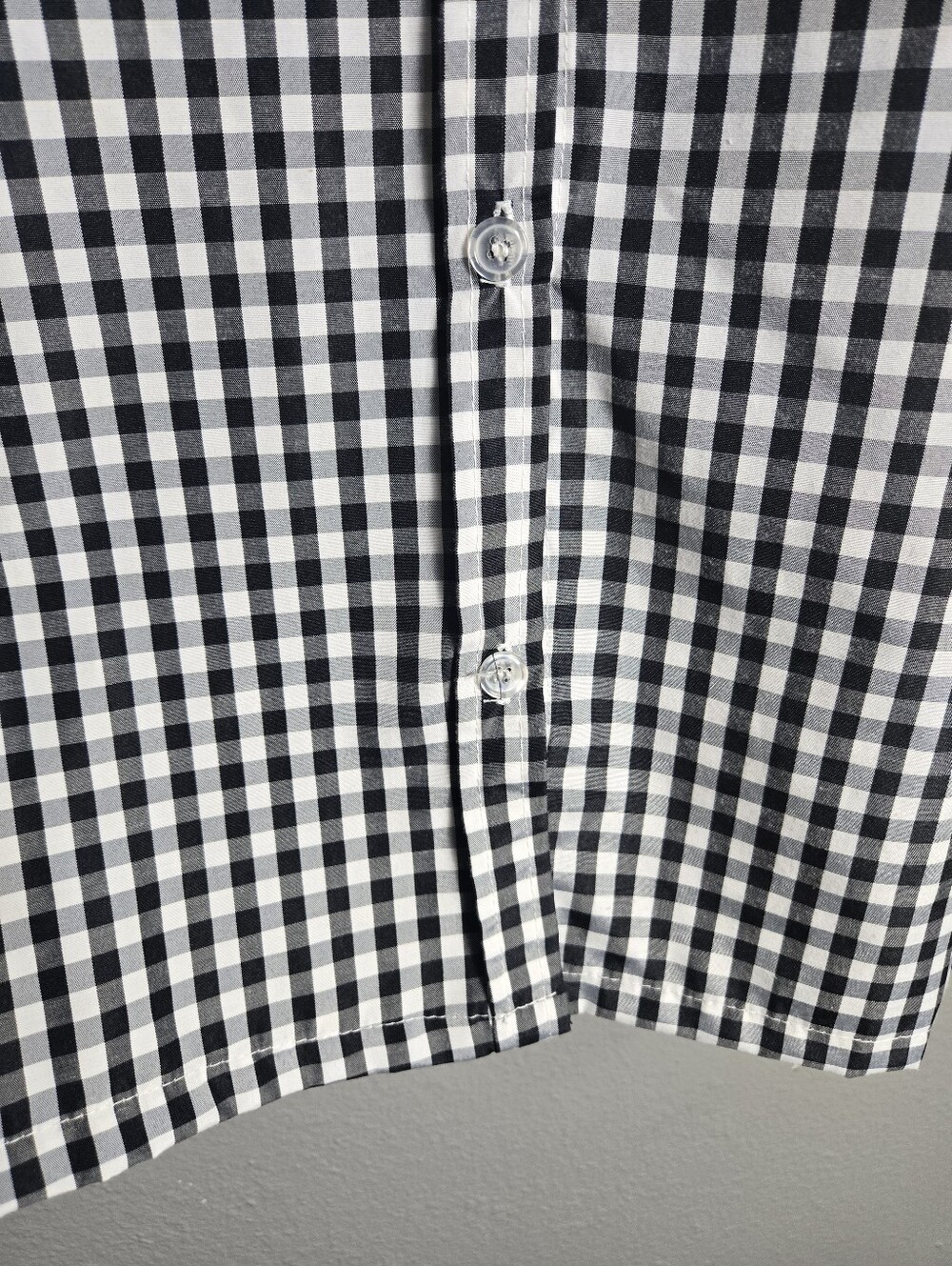 Black & White Gingham Button-Down Shirt with Ladybug Embroidery Size Large - Picture 9 of 16